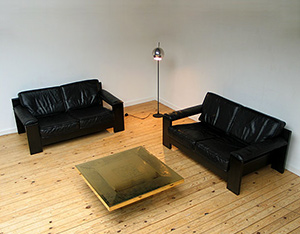 2 black leather Modern Leolux sofa's 1970