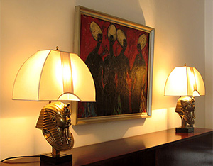 2 decorative Toutankhamon table lamps