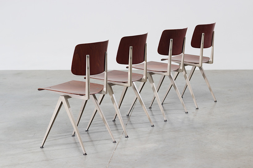 4 industrial compass chairs with plywood seating img 6