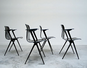 4 industrial plywood school chairs