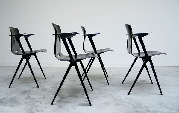 4 industrial plywood school chairs