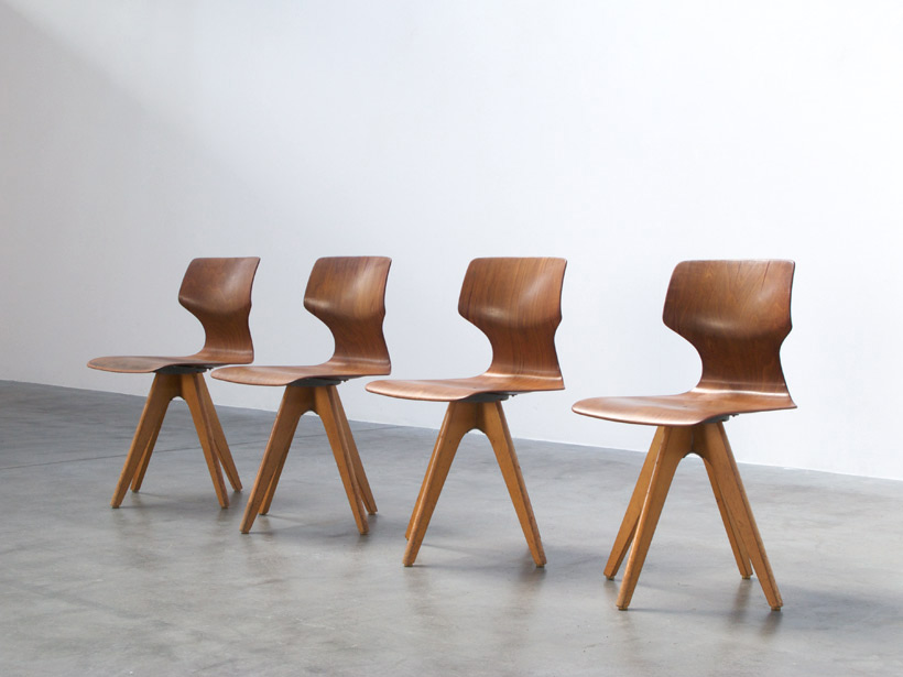 4 plywood school chairs