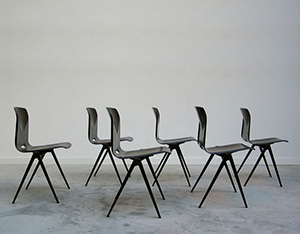 6 industrial plywood school compass chairs