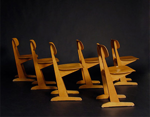 6 Wooden school chairs Casala 1970