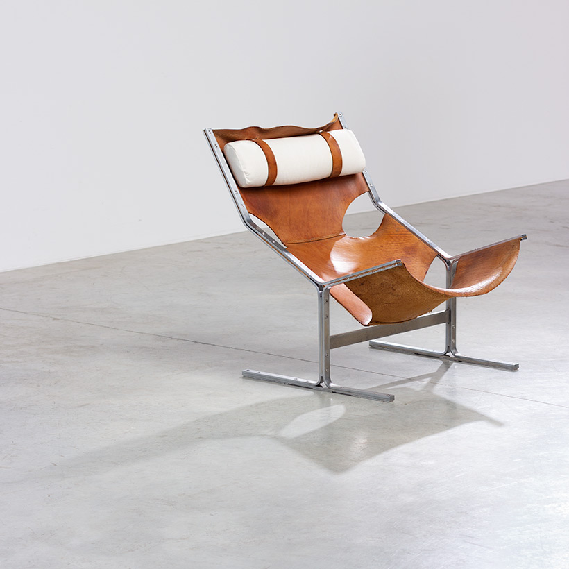 Abraham Polak leather and steel lounge chair modernism 1960 img 3