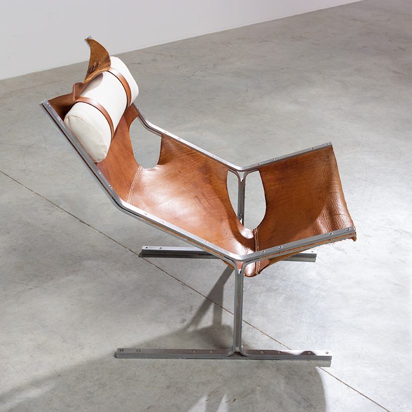 Abraham Polak leather and steel lounge chair modernism 1960 img 6