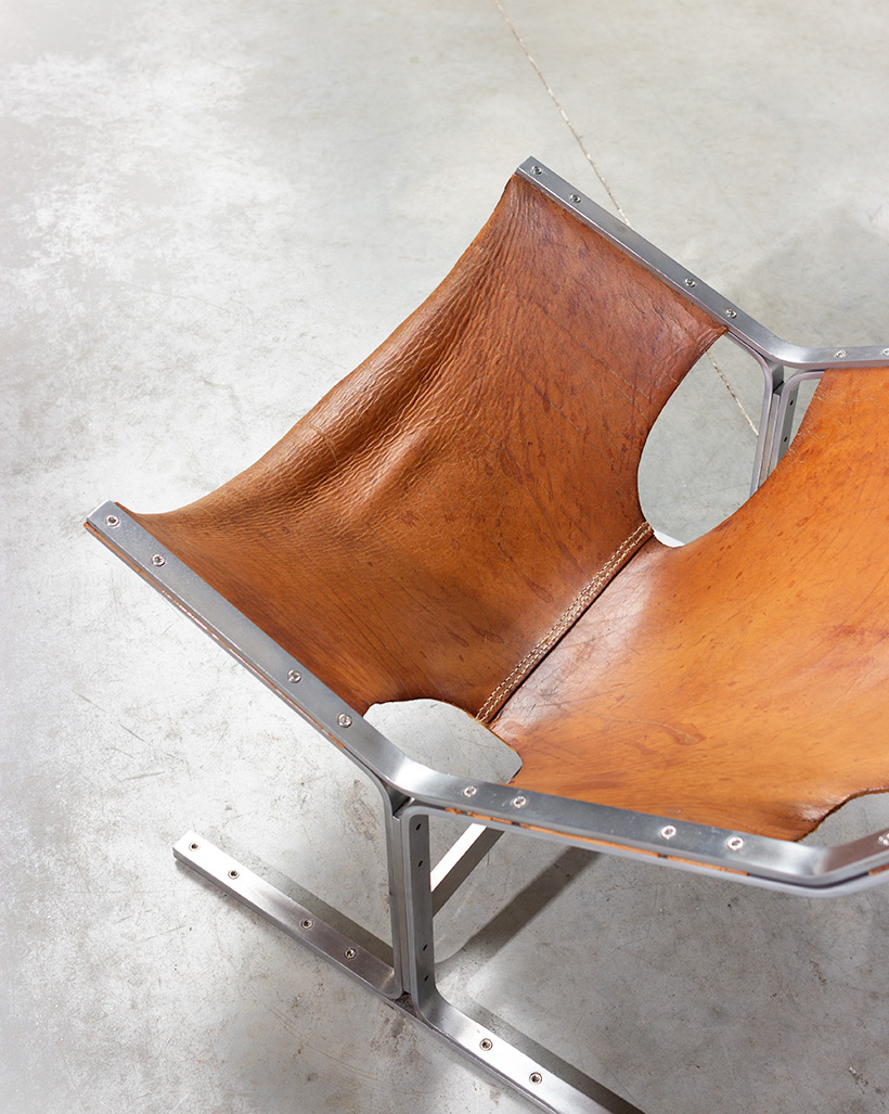 Abraham Polak leather and steel lounge chair modernism 1960 img 9