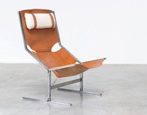 AP originals modernist leather and steel lounge chair 1960