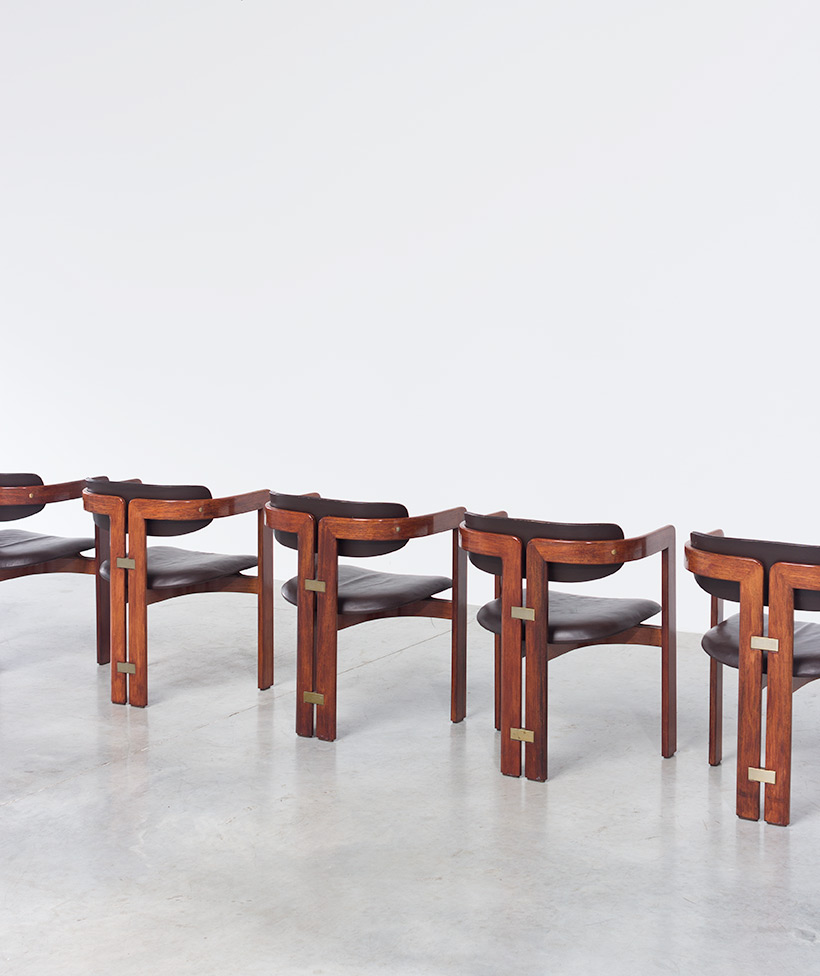 Augusto Savini Pamplona Dinning Chairs for Pozzi 1965 set of six Chairs