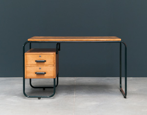 Bauhaus tubular steel and wooden desk