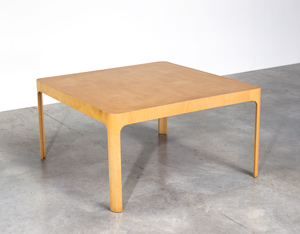 Birch wooden dinning table with curved legs
