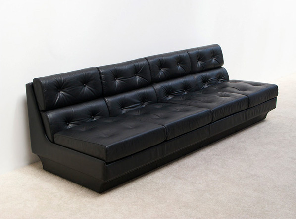 Black leather modern four seater sofa for Airborne