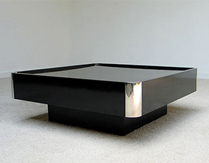 Black Square Coffee table Willy Rizzo 1970