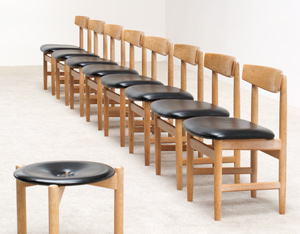 Borge Mogensen 8 leather dinning chairs for Karl Andersson and Soner