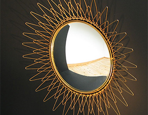 Brass sun mirror Pilastro 1950 eames era