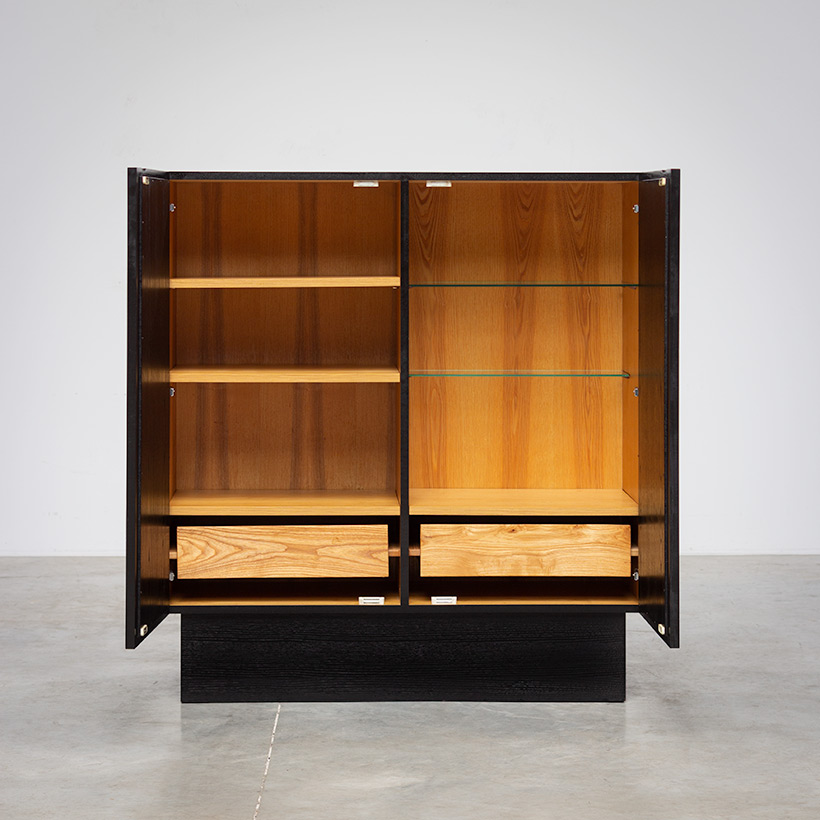 Brutalist bar cabinet with geometrical doors 1970s img 4