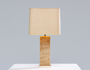 Brutalist modernism Limestone table lamp France 1970