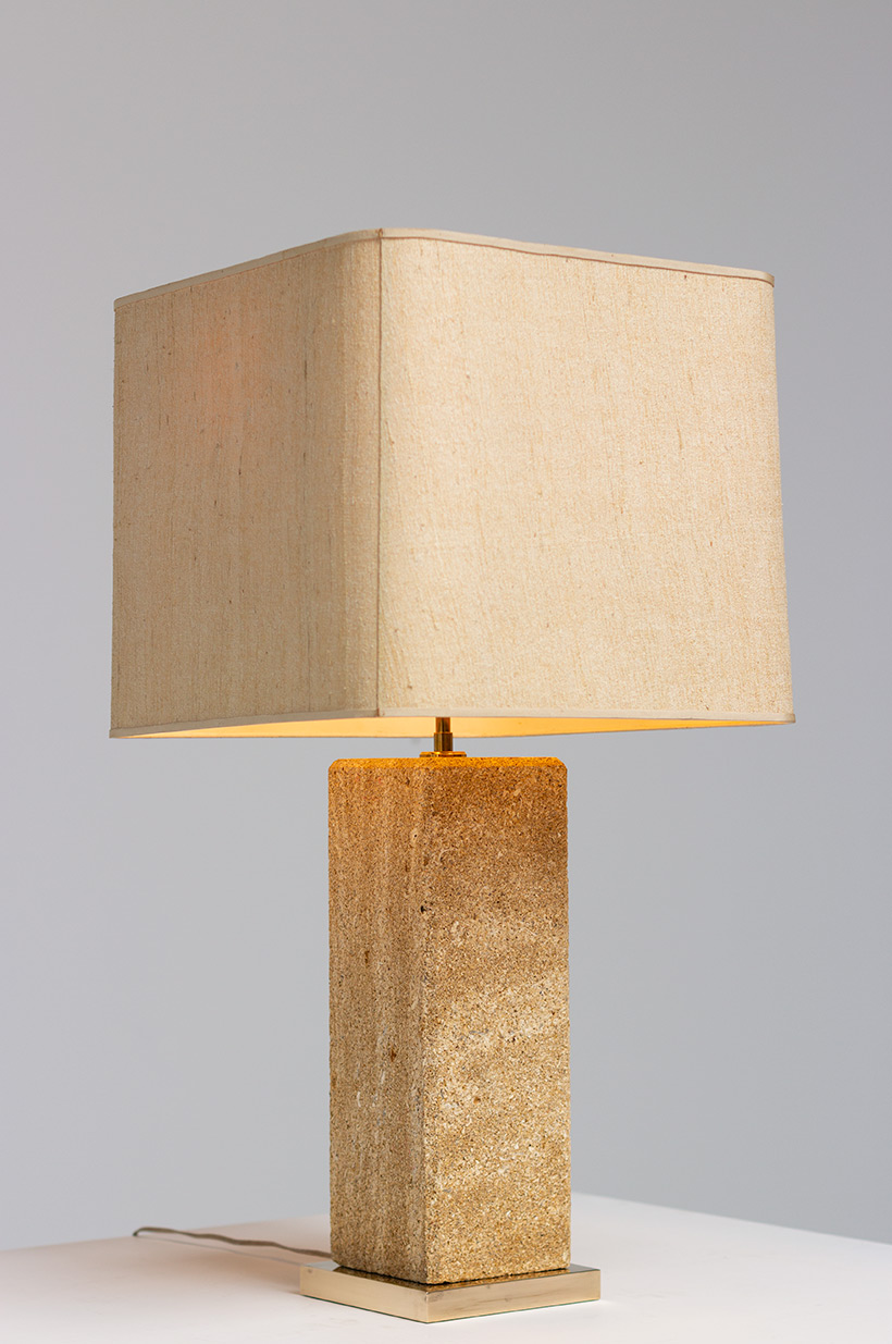 Brutalist modernism Limestone table lamp France 1970 img 6