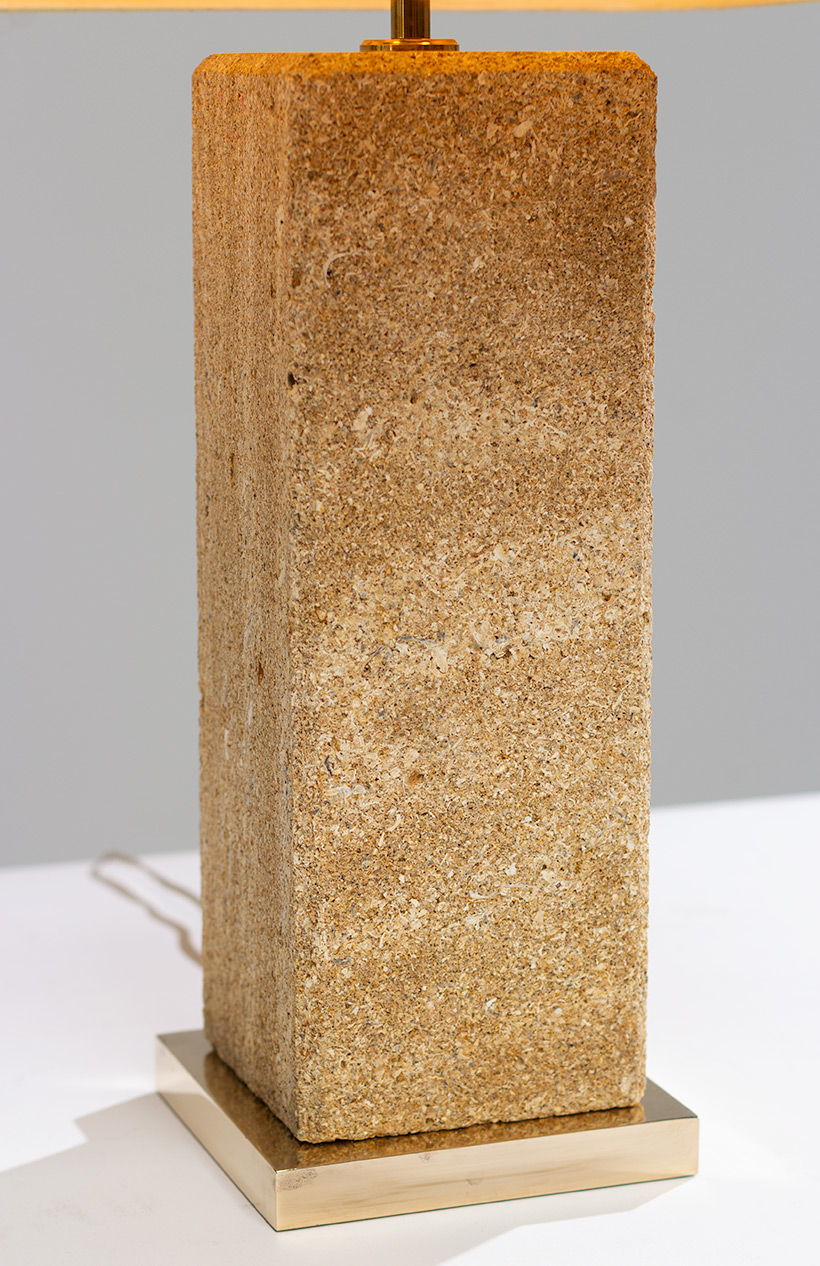 Brutalist modernism Limestone table lamp France 1970 img 7