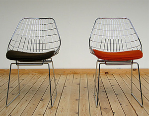 Cees Braakman UMS-Pastoe 2 chrome wire chairs 1958