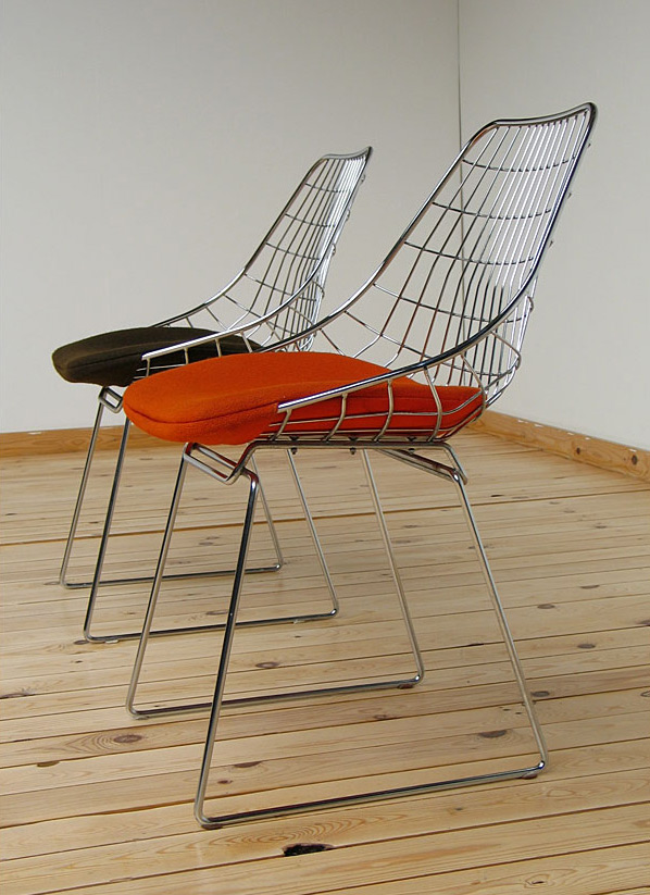 Cees Braakman UMS-Pastoe 2 chrome wire chairs 1958