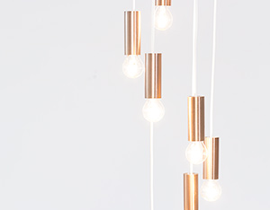 Chandelier copper colored lighting by Raak Amsterdam