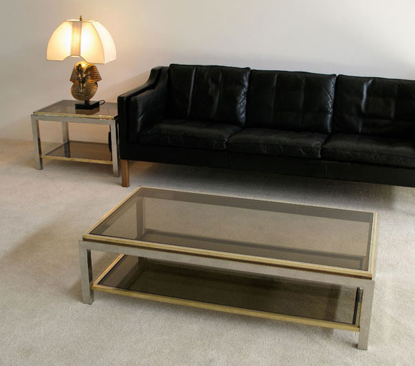 Chrome and Brass Coffee table Jean Charles