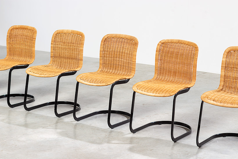Cidue set of six cane dining chairs Italy 1970s img 3