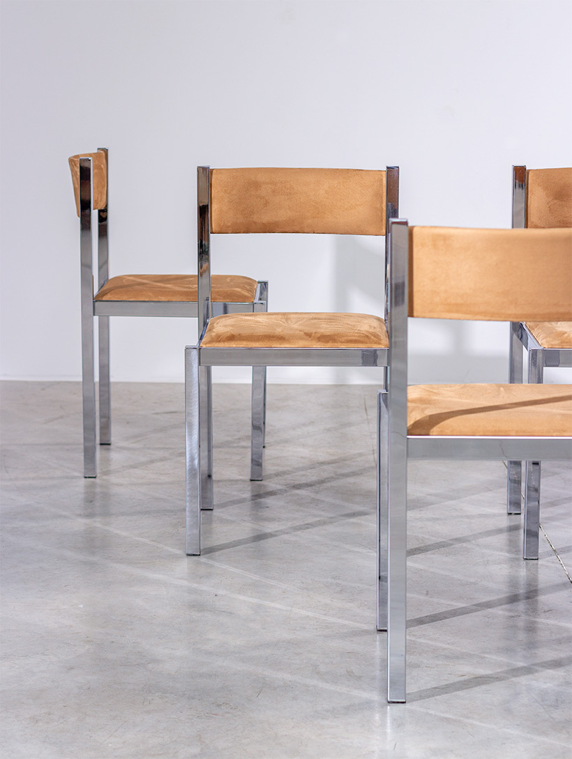 Cidue set of six chrome dining chairs Italy 1970s img 3