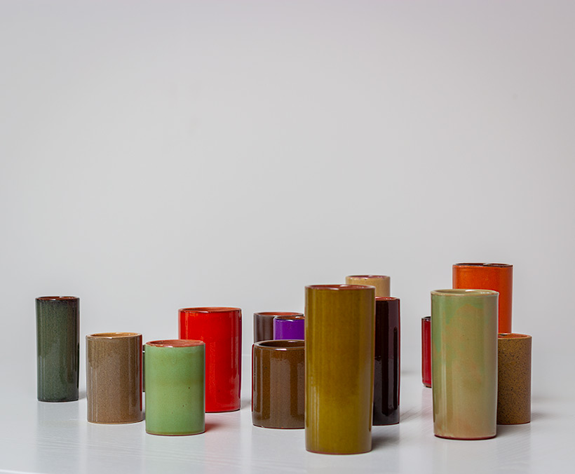 Collection of 16 ceramic cylinder vases 1960 img 3