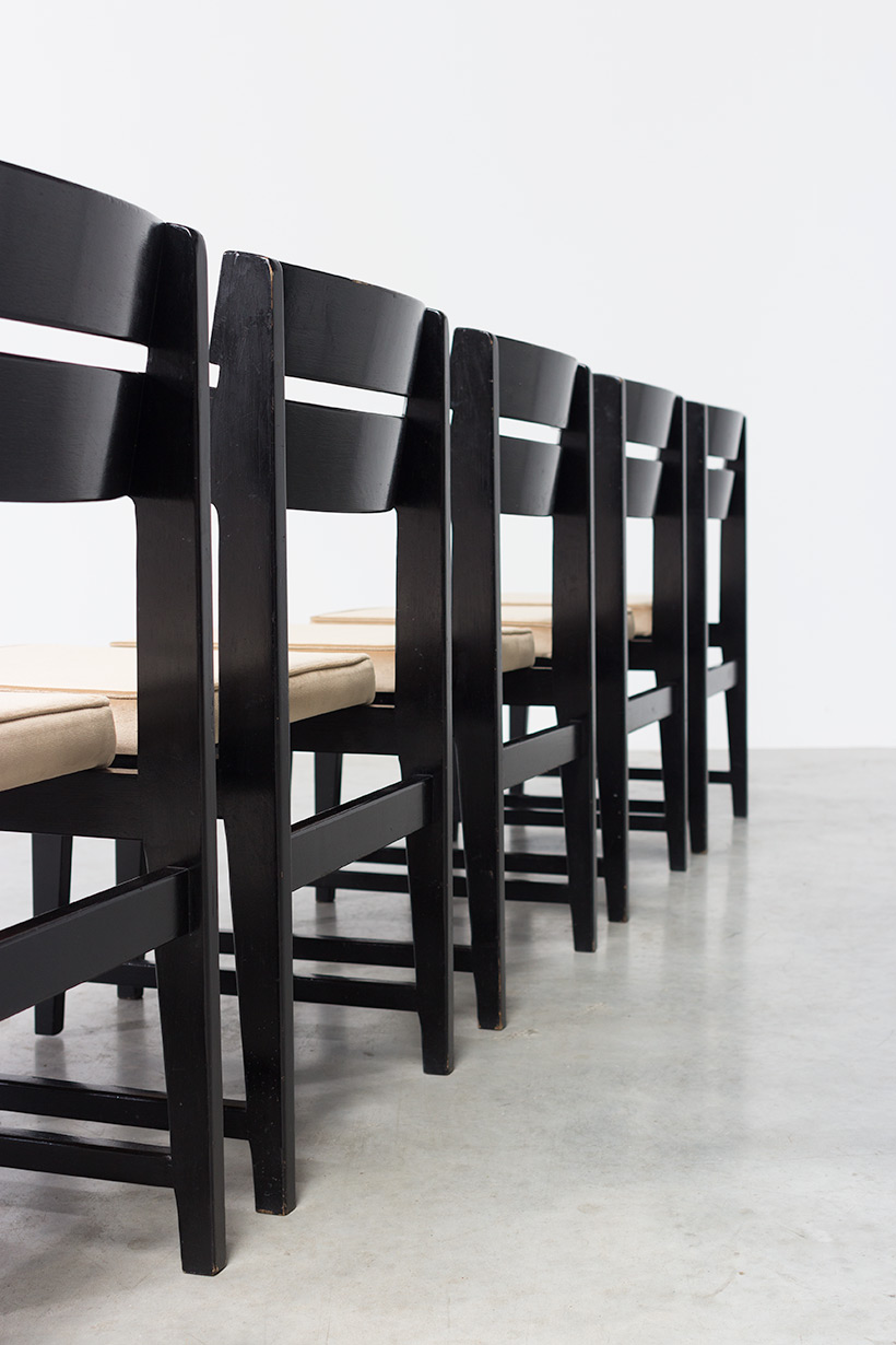Cubist dining chairs set of six Belgium made circa 1950 img 6