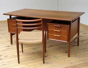 Danish modern teak mid century office desk Gunni Omann for Omann Jun