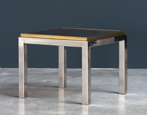 Decorative chrome and brass square side table