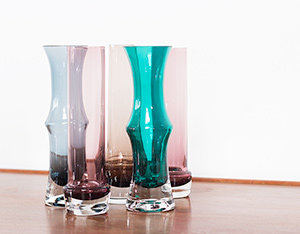 Decorative five glass works by Tamara Aladin Riihimaki Lasi Oy