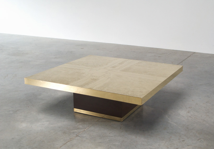 Etched brass cocktail coffee table by Ricco D