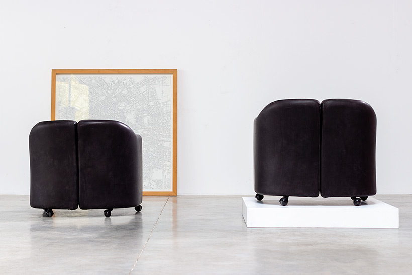Eugenio Gerli two black leather lounge chairs Tecno Milano img 8