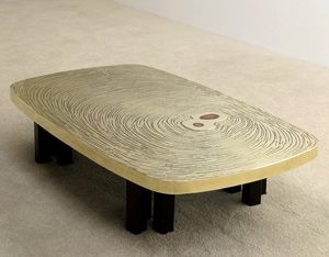 Fernand Dresse brass with agate etched cocktail coffee table
