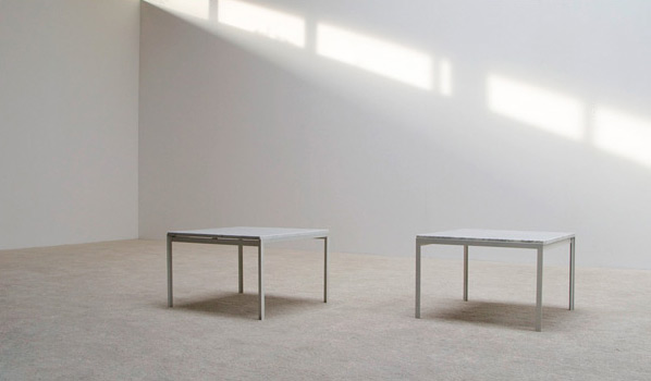 Florence Knoll pair of white marble side tables