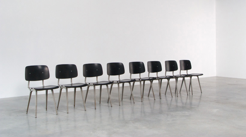 Friso Kramer 8 Black and Grey Revolt chairs for Ahrend de Cirkel 1953
