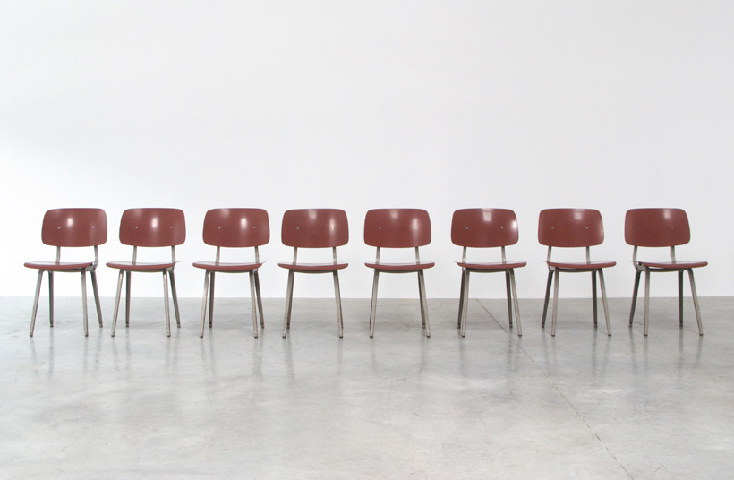 Friso Kramer 8 Maroon and Grey Revolt chairs for Ahrend de Cirkel 1953 img 5