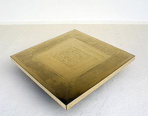 George Mathias etched brass coffee table 1970