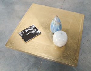 Georges Mathias etched brass cocktail coffee table