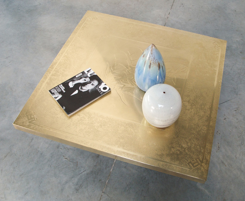 Georges Mathias etched brass cocktail coffee table img 9