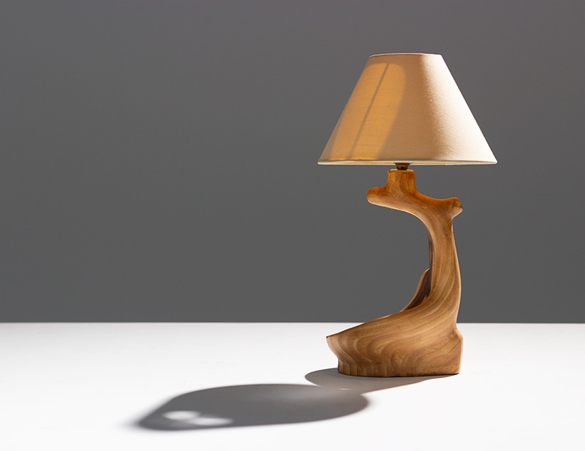 Grandjean Jourdan faux bois ceramic table lamp for Vallauris img 4
