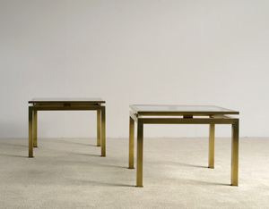 Guy Lefevre pair of brass side tables Maison Jansen