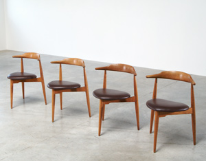 Hans Wegner set of four Heart chairs 4103 Fritz Hansen 1952