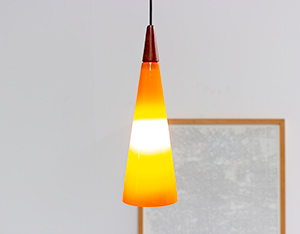 Holmegaard glass cone shaped pendant light 1960