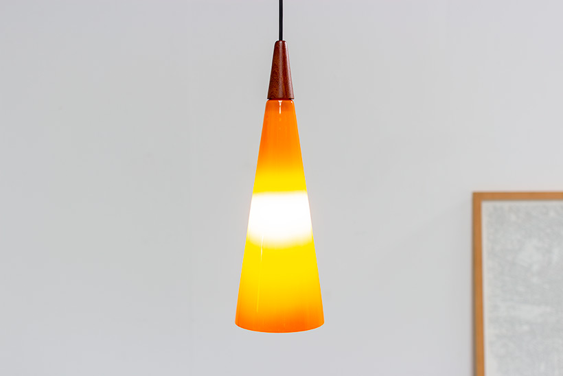 Holmegaard glass cone shaped pendant light 1960 img 7
