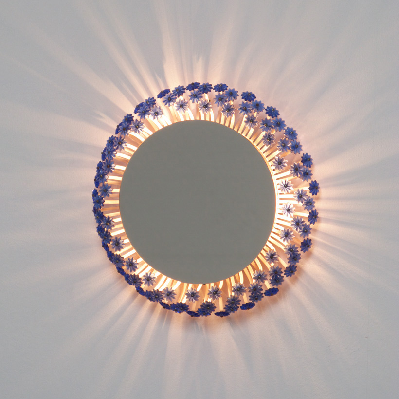 Illuminated circular flower mirror