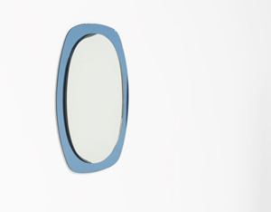 Italian modern smoked blue wall mirror circa 1960